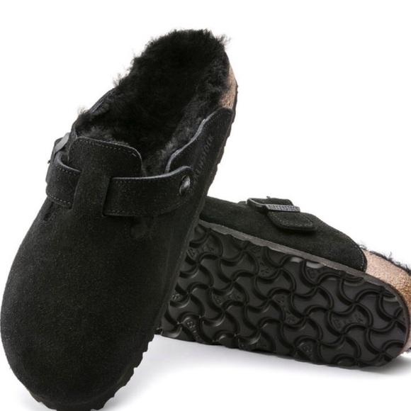 Birkenstock Boston Fur Lined Shearing Sandals/ Clog Shoes (Black) size 37 - Picture 2 of 11
